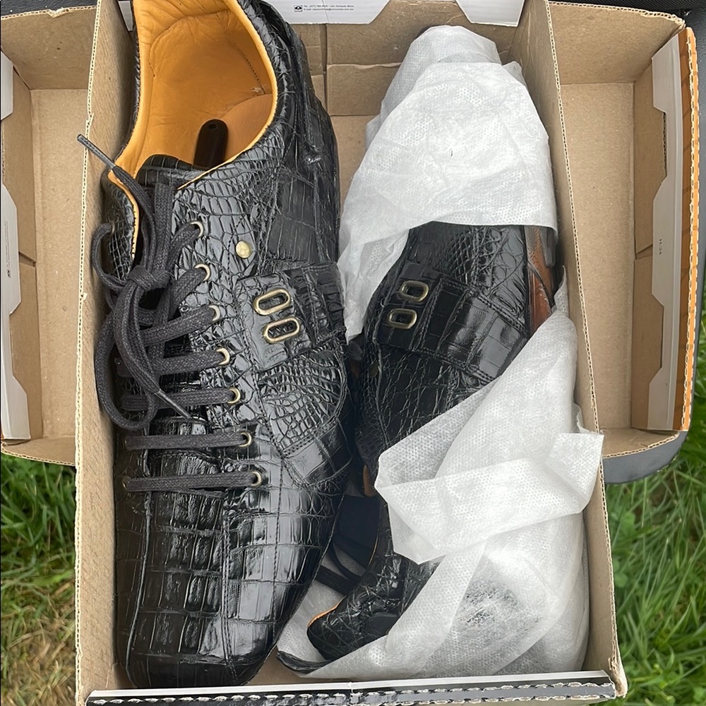 Handmade in Italy Black Crocodile Men’s shoes size 13